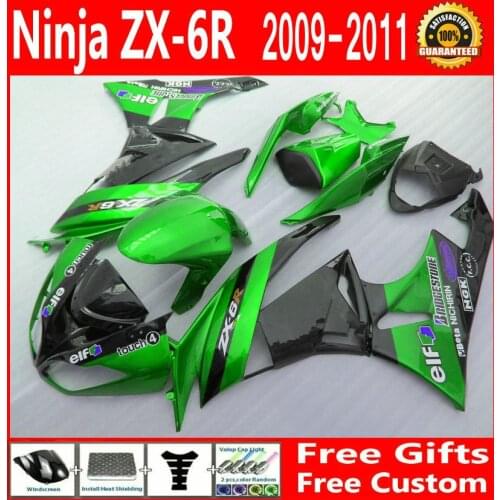 Metallic green ZX6R 2009 2011 2010 Fairing kit For Kawasaki ninja Fairings ZX 6R 09 10 11 Shipping EMS free g66