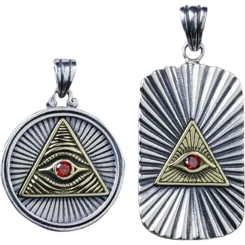 Thai silver man pendant personality hip-hop style new solid s925 pure silver jewelry triangle one-eyed fashion pendant for man