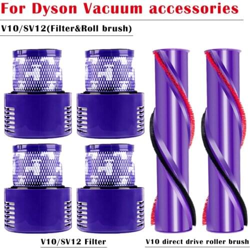 Washable HEPA Filter for Dyson V10 SV12 Handheld Vacuum Cleaner Accessories Floor Brush Cyclone Rolling Brush Replacement Parts