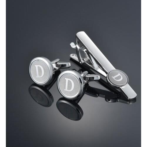 High Quality Letter A-Z mens French cufflinks tie clip set fashion shirt cufflinks