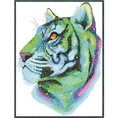 Colorful Tiger Cross Stitch Kits Printed Canvas Animal Embroidery Needlework Sets 11CT 14CT Diy Crafts Home Decoration Paintings