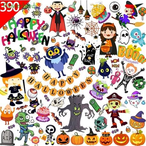 Halloween Window Clings Decal Decorations Pumpkin Ghost Bat Spider Window Stickers for Kids Halloween Party Classroom Home Decor