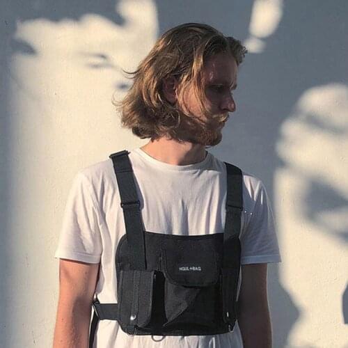 Men Women Nylon Punck Style Backpack Chest Rig Hip Hop Streetwear Unisex Cool Functional Tactical Chest Bag Cross Waist Bag C1
