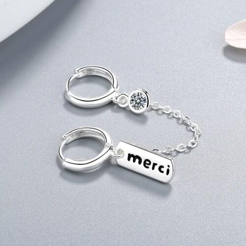 Newest Fashion Double Pierced One-piece Ear Buckle 925 Silver Letter Clip Earrings For Woman Jewelry