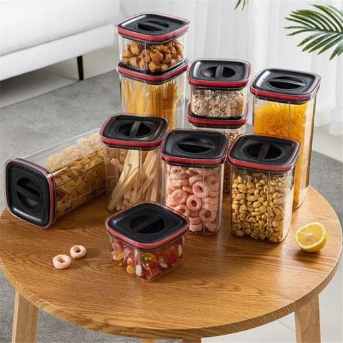 New Square Transparent Sealed Fresh-Keeping Box Kitchen Cereals Storage Tank Snacks Dried Fruit Rotatable Storage Tank