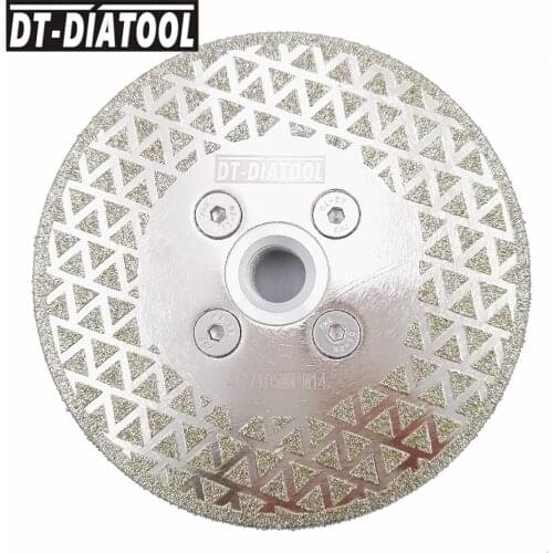 DT-DIATOOL 1pc Single Side Coated Electroplated Diamond Cutting Grinding Disc M14 or 5/8-11 Thread Granite Marble Tile Saw Blade