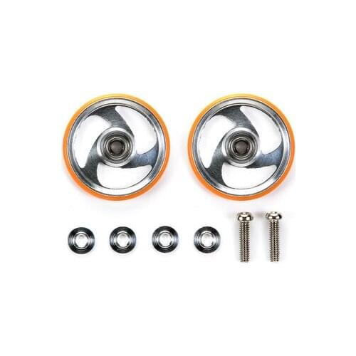 Genuine Tamiya Mini 4WD Parts 19mm Aluminum Rollers Hard Apron Orange Cyclone Guide Wheel 95328 For 4-wheel Racing-car