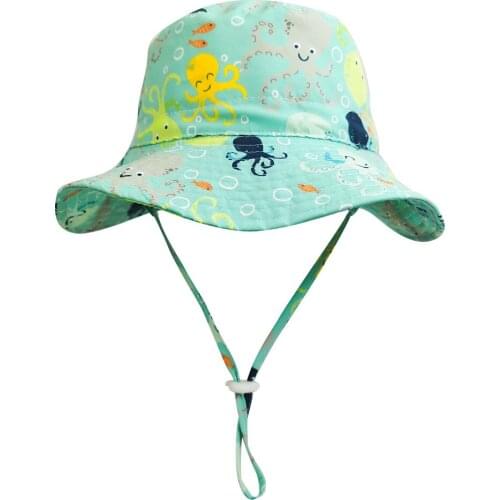 New 2021 Spring Summer UV protection UPF50+ Children Sun Hat Cotton Bucket Hats Girls Lovely Animals Sun Basin Hats Beach Caps