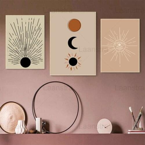 Simple Sun and Moon Home Decoration Painting Sun Rays Living Room Wall Canvas Art Poster Nordic Style Bedroom Coffee Shop Print