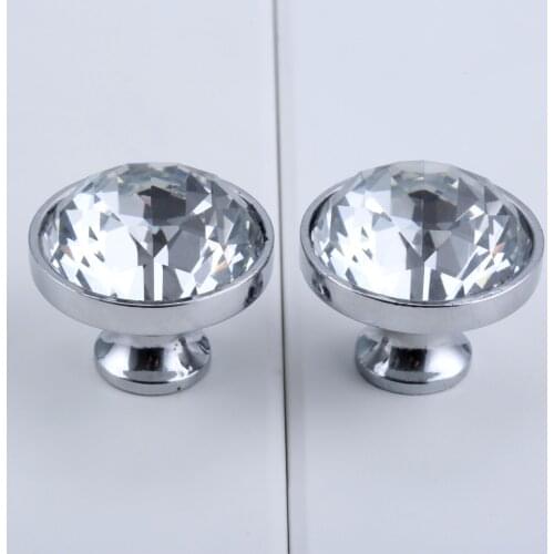 30mm Transparent Diamond Crystal Glass Knob Furniture Handle Hardware Cupboard Pull Drawer KnobKit chen Cabinet Handle