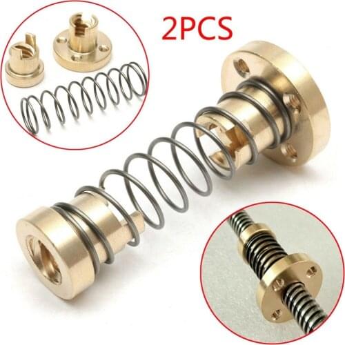 BAAQII 2 Pcs T8 Anti-backlash Spring Loaded Nut For 3D Printer 8mm Thread Rod Lead Durable in Use CE1062X2