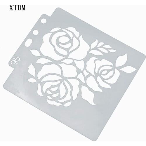 Rose plastic mold shield DIY cake scrapbook stencils hollow Embellishments printing lace ruler Valentines Day