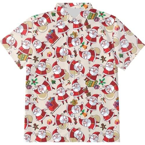 IFPD EU Size Christmas Mens New 3D Print Santa Claus Best Selling Button Shirt 6XL Gingerbread Plus Size Xmas Party Shirts