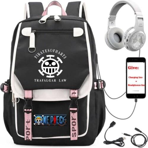 USB Charging teenagers Laptop packsack anime One Piece Monkey D Luffy backpack student School book Bag Women men Travel Backpack