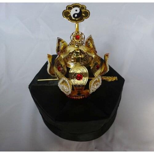 Tai chi hexagonalcap taoism hats Taoismrunning caps taoist alloyCopper lotuscrown
