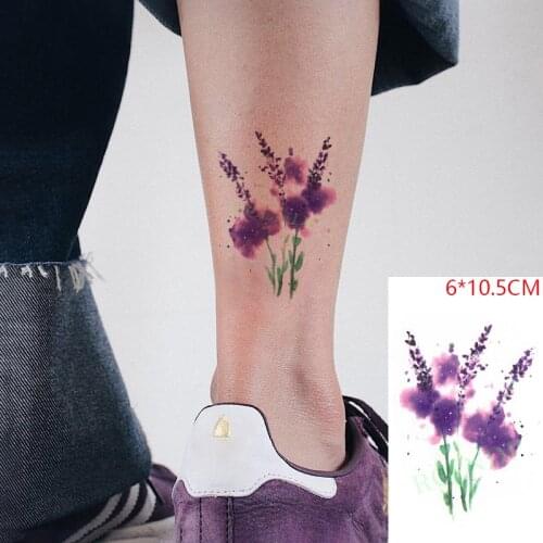 Waterproof Temporary Tattoo Sticker Lavender Purple Flower Small Size Body Art Flash Tattoo Fake Tattoo for Women Men