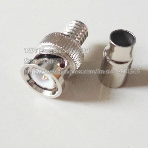 High quality BNC Male 2pc Crimp-On RG59 Coax Connector ,Crimp on BNC Male Adapter For CCTV camera,100pcs ,Free shipping
