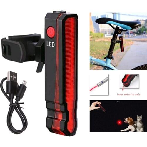 Bicycle Bike Rear LED Tail Light USB Rechargeable Seat Post Handlebar Lamp Torch Cycling Safety Indicators Reflector Sign Signal