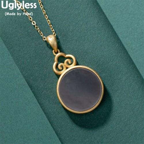 Uglyless Fashion Simple Gemstones Earrings Pendants for Women Purple Crystals Lavender Jade Jewelry Sets Gold 925 Silver Brincos