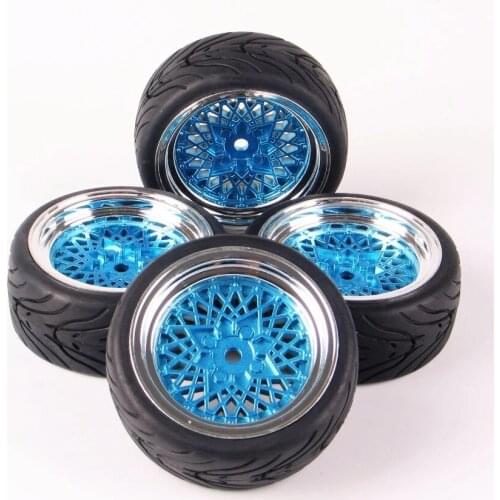 RC Car Model 12mm Hex Flat Rubber Tires and Wheel Rim fit HSP HPI RC On Road Racing Car 10365+21006