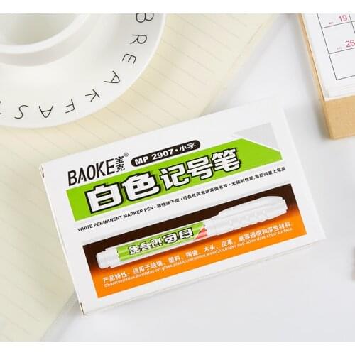 12 Pcs/Box White Marker Pens Oil-based Fast Dry Markers Multifunction Markers for Glass Rocks and Paper Art Supplies For Drawing