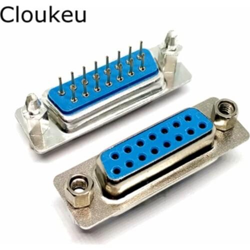 5Pcs With fixed screw DP15 hole female Insert plate type PCB Connector DB15 serial port adapter