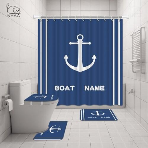Authentic Nautical Froward to Adventure Anchor Sign Shower Curtain Bathroom Set Home Decor Pattern Waterproof Fabric With Hooks