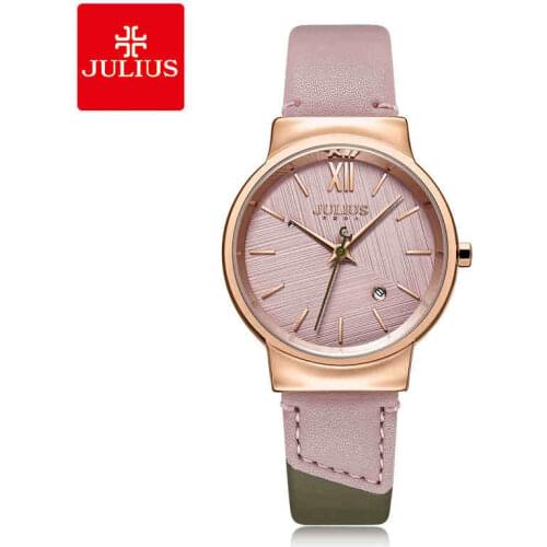 New Cute Contrast Color Julius Womens Watch Japan Mov't Hours Fashion Clock Leather Bracelet Girls Birthday Christmas Gift Box