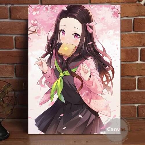 Canvas Anime Nezuko Demon Slayer Pictures Home Decoration Paintings Poster HD Prints Wall Art Modular Living Room