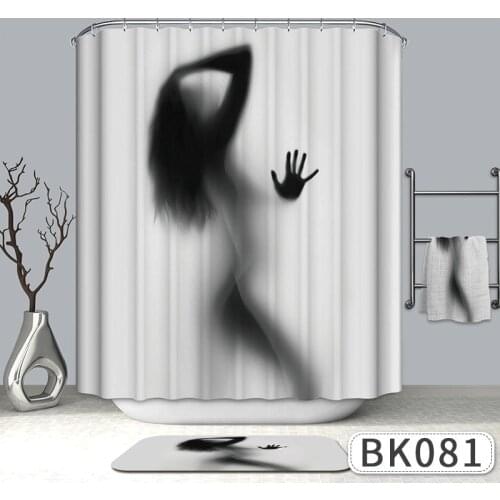 Fashion Creative Sexy Girl And Women Shadow Silhouette Bath Shower Curtain Waterproof Bathroom Curtain Home Decoration