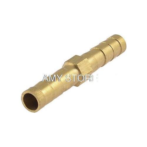 Air Pneumatic Hose 6mm x 6mm Barb Coupler Adapter Brass Fitting Gold Tone
