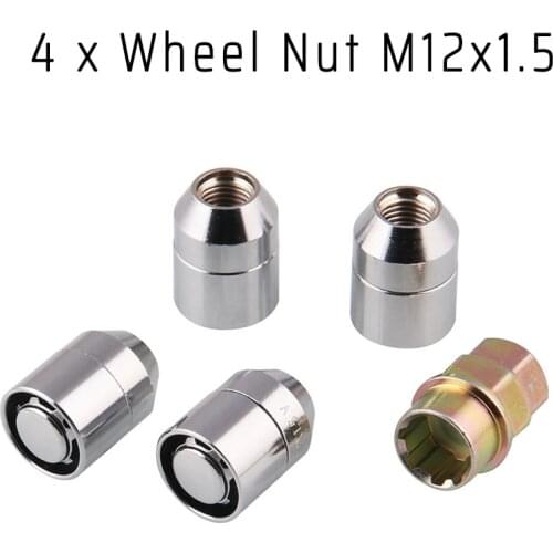Anti Theft Security Lock 12x1.5 Nut Wheel Lug Nu 4 Locks + 1 Key