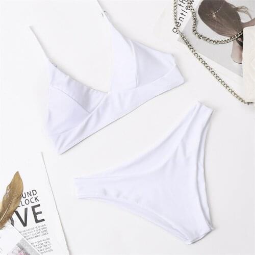 Women Sexy Bikini Swimsuit High Waist Solid Push Up Swimwear Summer Halter Bikini Set Mujer 2021 Two Piece Kупальник женский