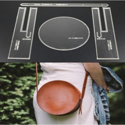 1Set DIY Leather Handmade Craft women handbag Shoulder bag Sewing Pattern Acrylic Stencil Template 20*20*7.5CM
