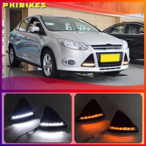 2Pcs/set Waterproof LED Daytime Running Light DRL For Ford Focus 2012 2013 2014 With Turning Signal Lights