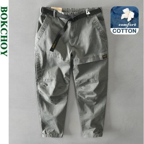 Autumn and Winter New Men Cotton Solid Color Loose Casual Safari Style Pants GML04-Z331