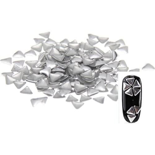 3mm Silver Gold Triangle Shape New Design Alloy Metal Material Hotfix With Glue Back Stickers For 3D Nails Art Decorations
