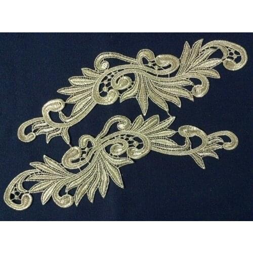 30.3cm*10cm gold color metallic thread embroidery mirrored applique,nations style garment applique accessories,XERY-LL1204A