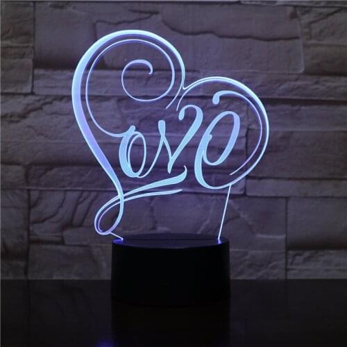 Love Heart 3D LED night light luminaria lampara 7 Color Change Table lamp Girlfriend Birthday New Year Gift Dropship 2426