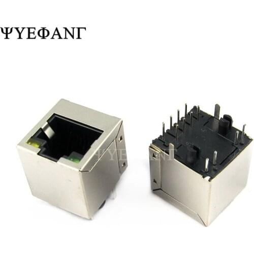 5pcs NEW RJ45 Connector 5224-8P8C With Lamp Vertical RJ45 Copper With Shielded Network Socket