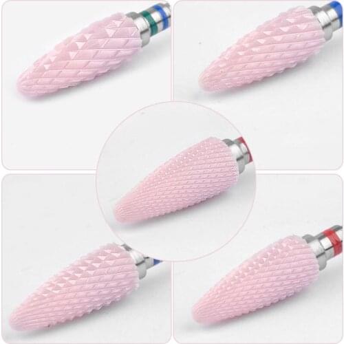 5pcs Pink Milling Cutter for Manicure Ceramic Mill Manicure Machine Set Cutter for Pedicure Electric Nail Files Nail Drill Bits