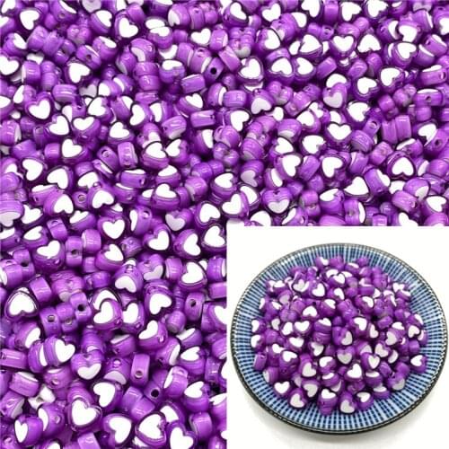 50pcs 8x5mm Love Acrylic Bead Loose Spacer Beads For Jewelry Making DIY Bracelet Accessories #A46a07