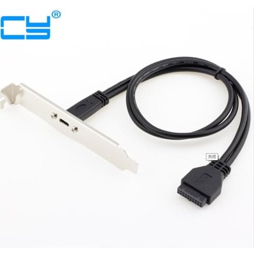 50cm Type C USB-C Female to USB 3.0 Motherboard 20Pin Panel Mount Cable With Rear PCI Back Panel Expansion Bracket