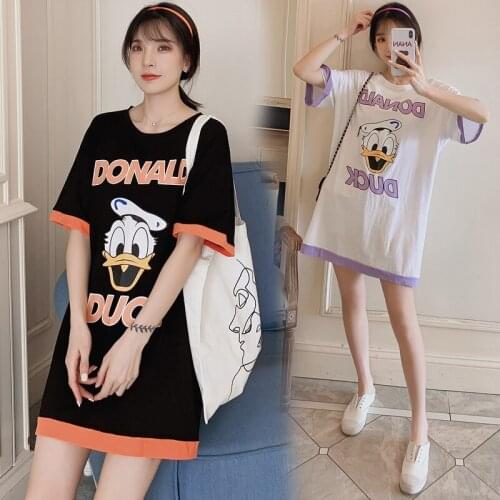 806# Maternity Clothes Summer Cotton Letter Short Sleeve Loose Stylish Dress for Pregnant Women Mom Dress