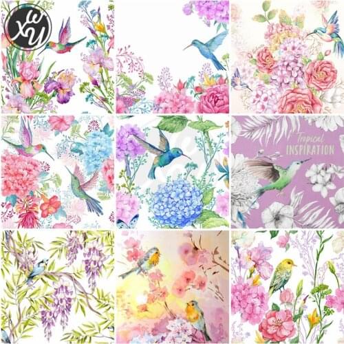 Diamond Mosaic Rhinestone Flowers Embroidery with Diamonds Full Drill Square Round Birds Diamond Painting Cross Stitch for Decor