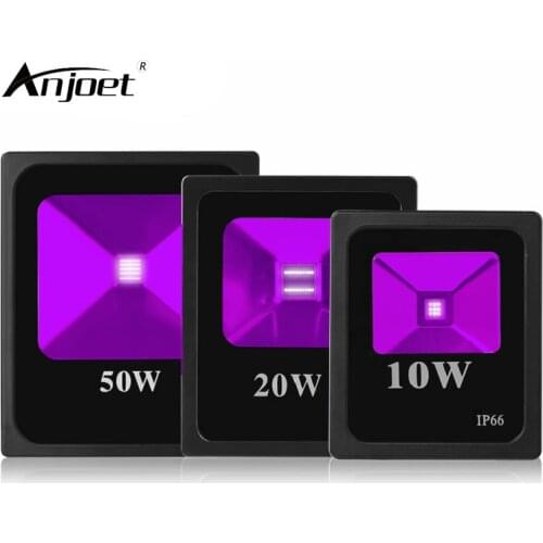 ANJOET 10W 20W 30W 50W Ultraviolet LED FloodLight UV Black light Party Neon Lighting 110V 220V IP66 Waterproof Fluorescent lamp