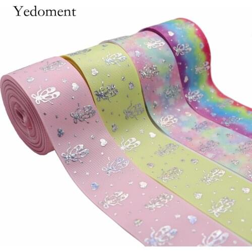10 Yards 1.5'' 38MM Silver Foil Ballet Shoes Printed Grosgrain Ribbons For Hair Bows DIY Handmade Materials Y19103005