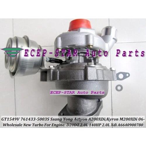 Free Ship GT1549V 761433 761433-5003S A6640900780 A6640900880 Turbo For SSANG YONG Actyon A200XDi Kyron M200XDi D20DT 2.0L XDi