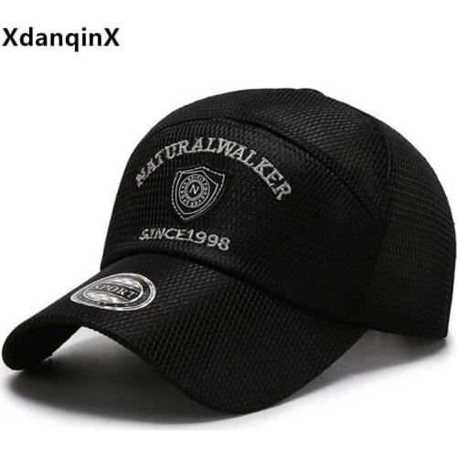 XdanqinX Snapback Cap Summer Men Women Breathable Mesh Cap Baseball Caps Adjustable Size Letter Embroidery Couples Sports Cap