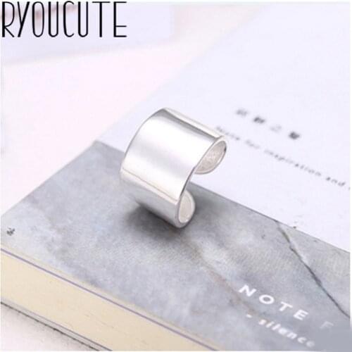 Bohemian Vintage Silver Color Big Smooth Shiny Rings for Women Bijoux Fashion Adjustable Size Finger Rings Anillos Mujer